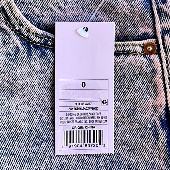 Wild Fable womens High Rise Bermuda Denim Acid Wash Pink Size 0 NWT - Picture 16 of 16